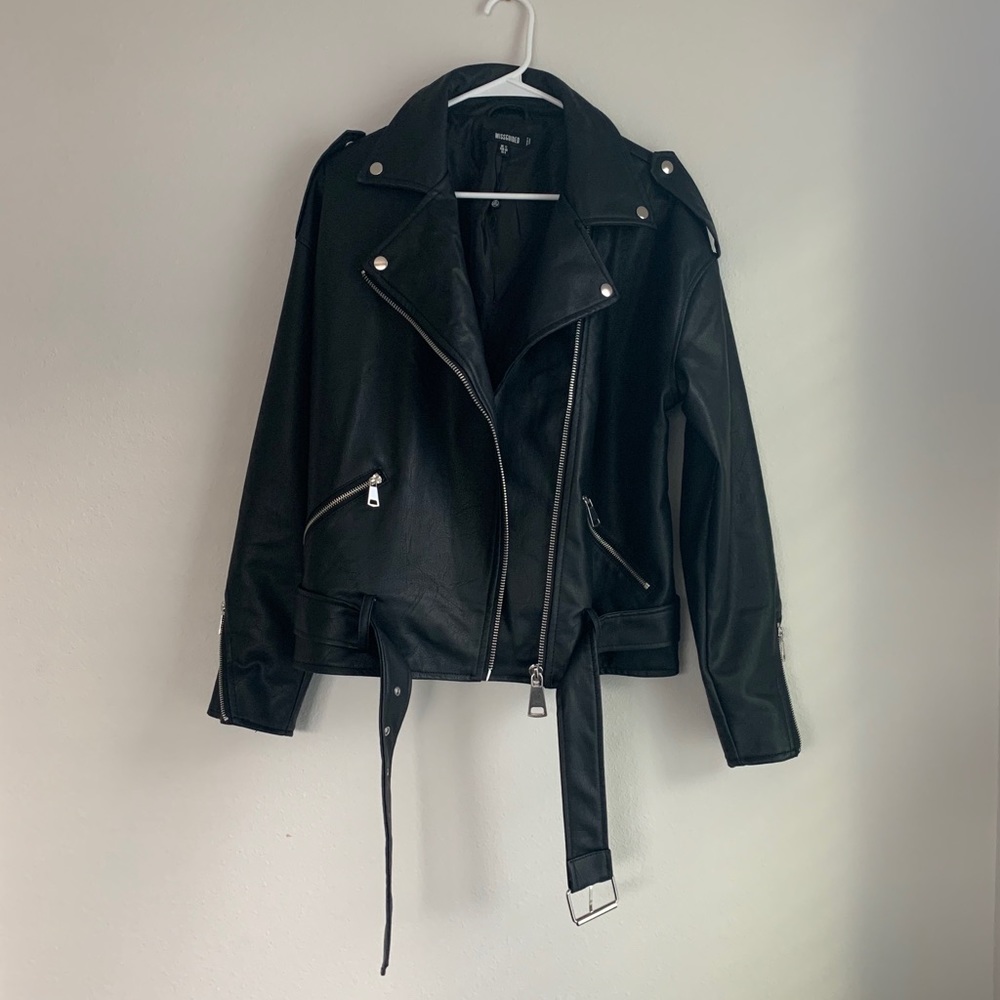 Missguided Oversized Faux Leather Biker Jacket